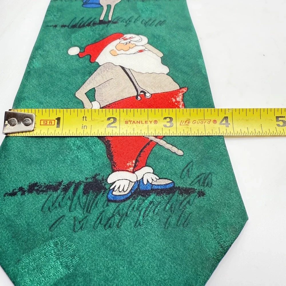 Yule Tie Greetings Golfing Santa Reindeer Christmas Novelty‎ Holiday Necktie